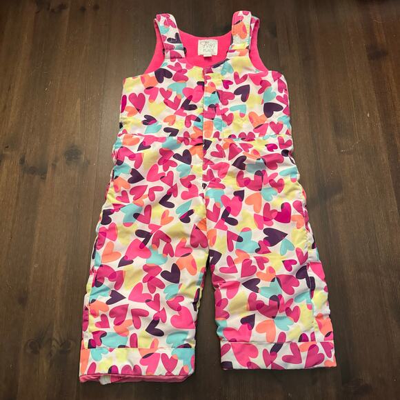 The Children’s Place Snowsuit Overalls Hearts Fleece Lined Toddler Size 18-24 Mo - Picture 1 of 11